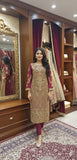 Rumi Maroon: Heavy Gold Embroidered Formal Suit