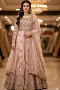 Zahra Rose: Hand-Embellished Blush Anarkali Gown