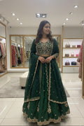 Emerald Green Embroidered Lehenga Choli with Zari Work