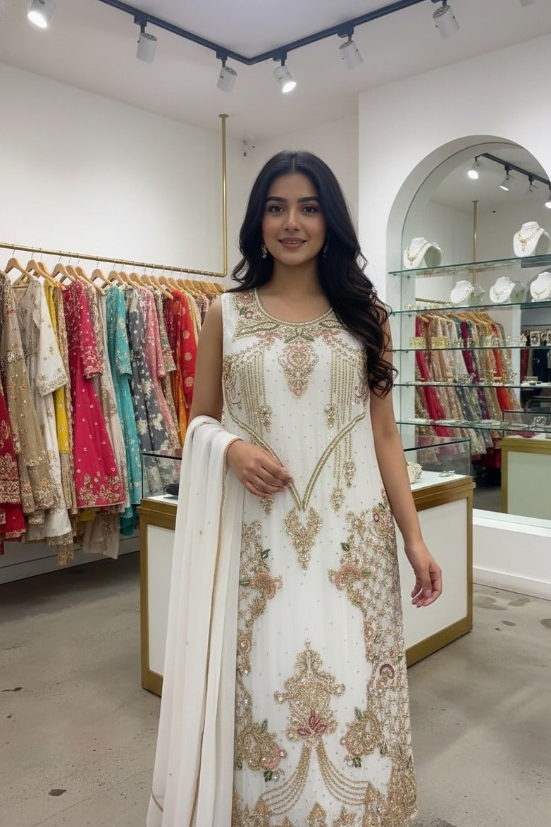 The Pearl Garden Zardosi Long Kurta Set