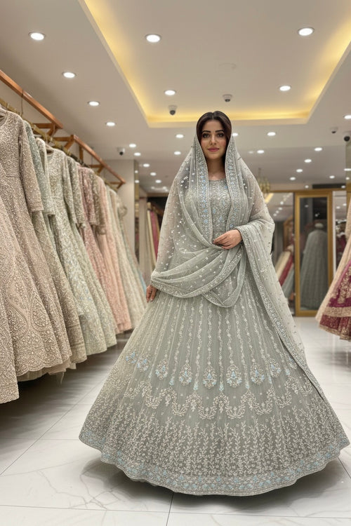 Aqua Glow Hand-Embellished Royal Maxi