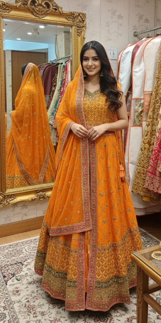 Embroidered Pishwas & Dupatta Set