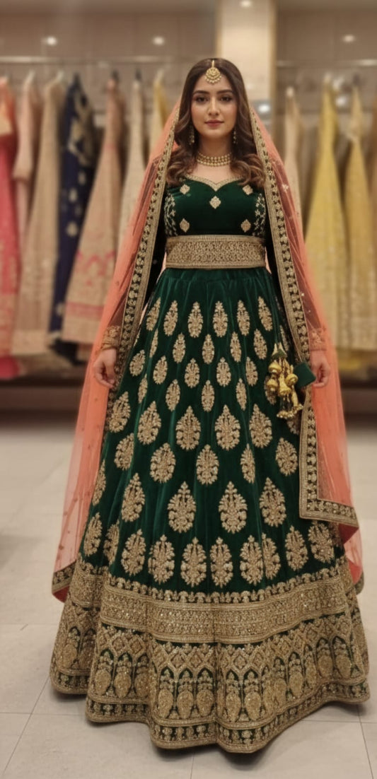 Shahi Zamarud: The Royal Emerald Bridal Lehenga