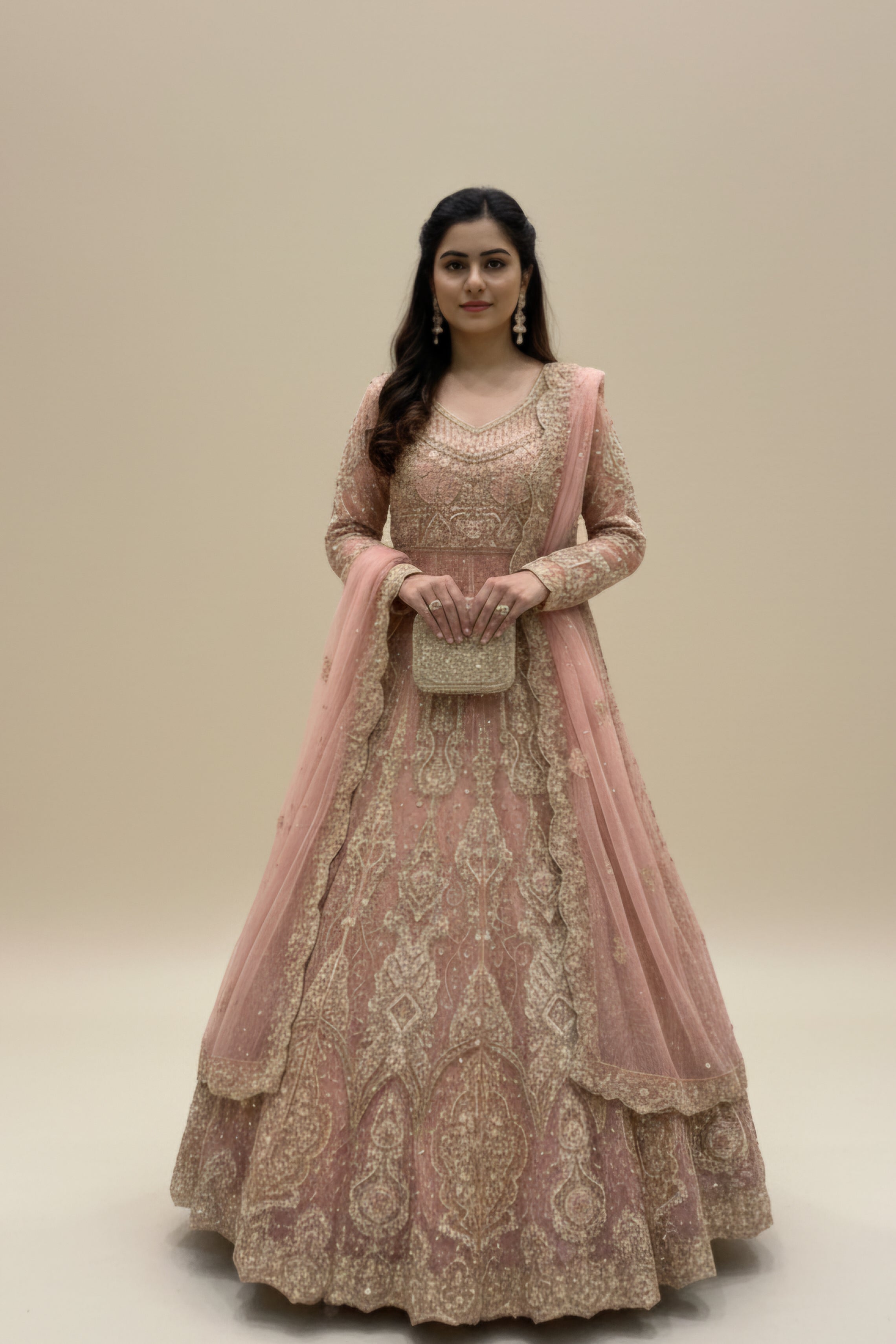 Serene Blush Pink Embroidered Anarkali Gown