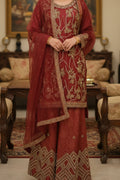 The Classic Ruby Red Sharara Set