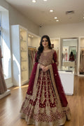 Majestic Maroon & Gold Hand-Embellished Bridal Anarkali Lehenga Set