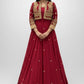 Ruby Red Embroidered Jacket Anarkali Set