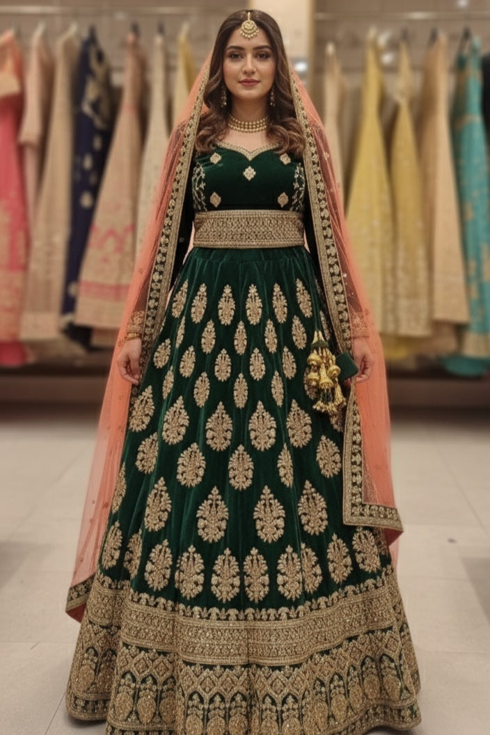Shahi Zamarud: The Royal Emerald Bridal Lehenga