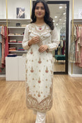 Luxury Festive White Kameez – Antique Gold & Rose