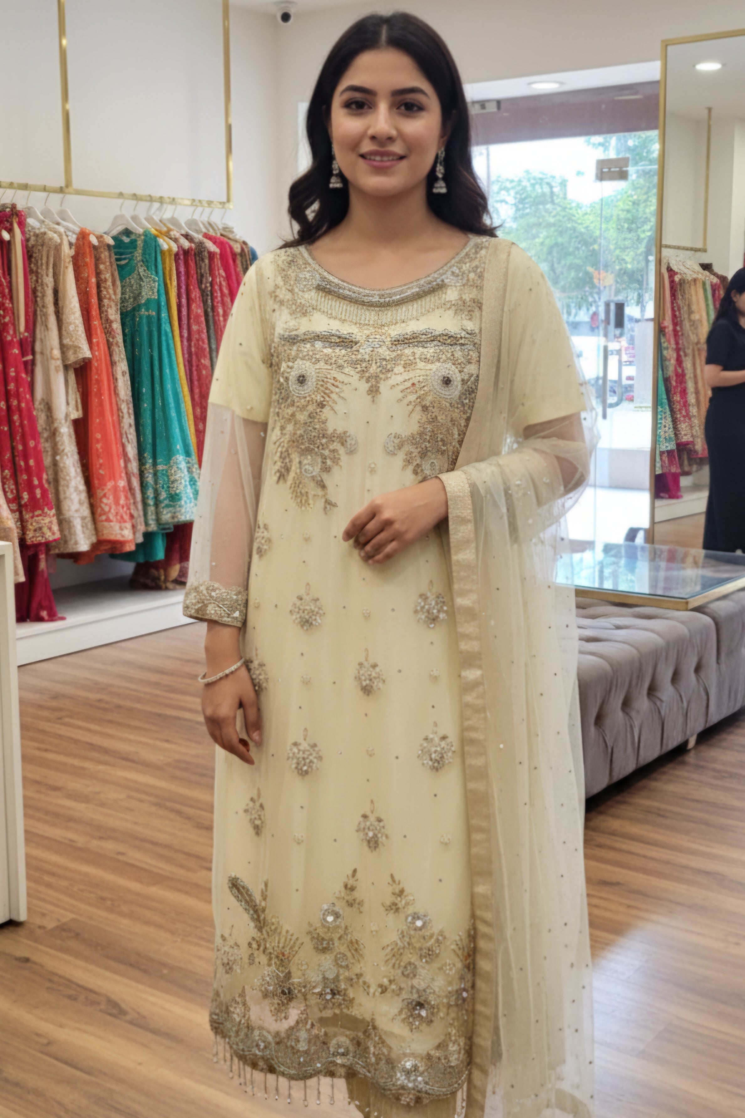 The Cream and Silver Embellished Outfit