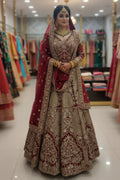 The Shahi Dulhan: Regal Maroon Zardozi Work Bridal Lehenga Set